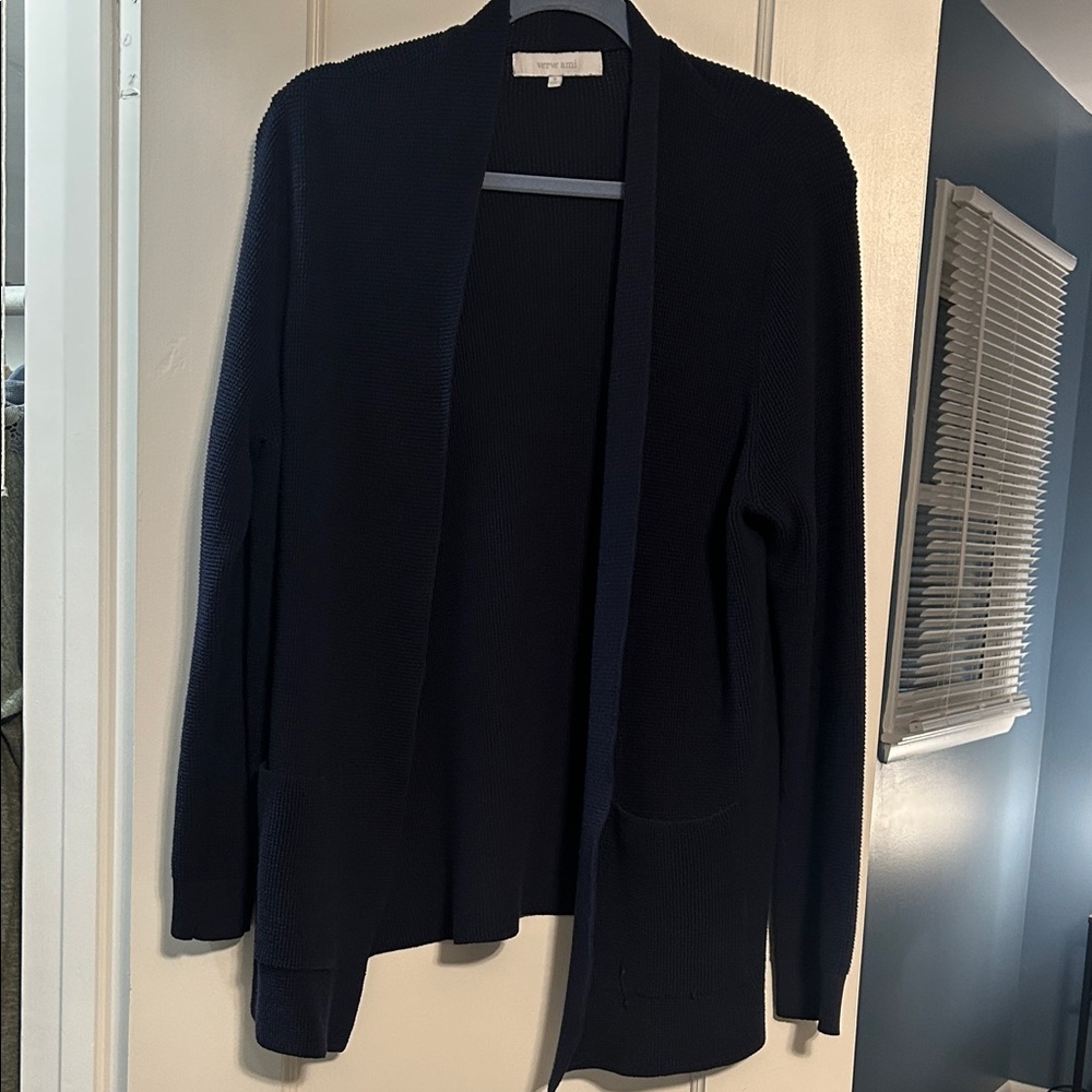 Navy Open-Front Women's Cardigan Sweater